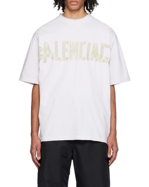 Balenciaga White Tape Logo Crewneck T-Shirt
