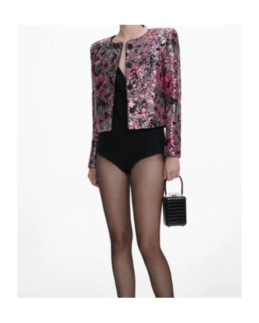 Self-Portrait Purple Sequined Jacket