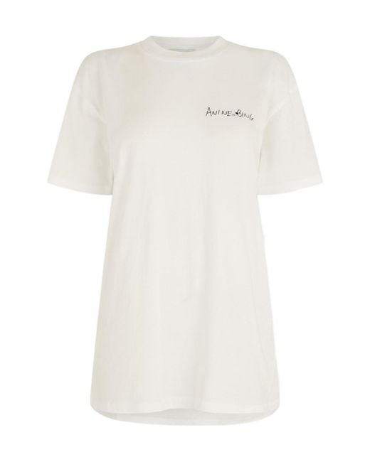 Anine Bing White Round Neck Short Sleeve T-Shirt