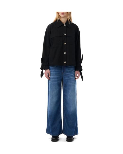 Ganni Black Herringbone Buttoned Jacket