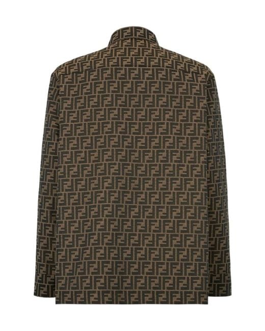 Fendi Green All-Over Monogram Jacquard Overshirt for men
