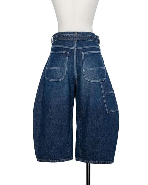 Sacai Blue Belted Cropped Denim Shorts