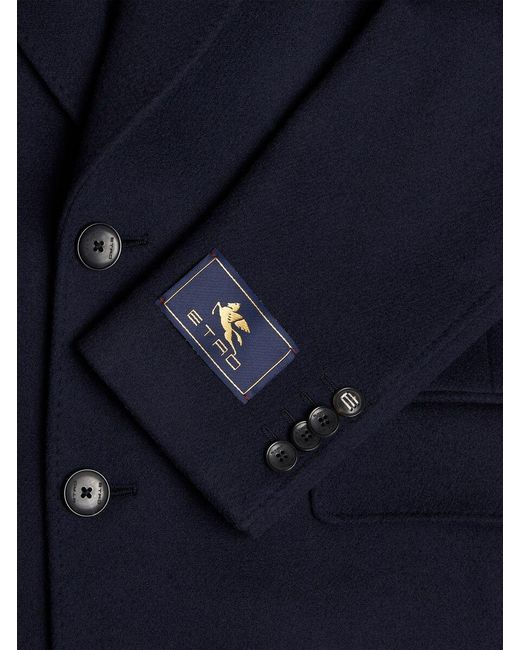 Etro Blue Cashmere Coat for men