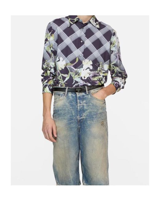 Acne Blue Floral-Print Shirt for men