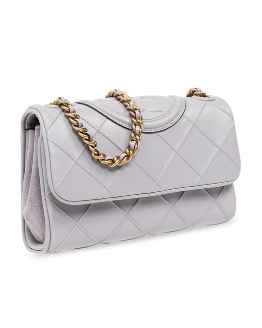 Tory Burch Gray Fleming Convertible Foldover Small Shoulder Bag