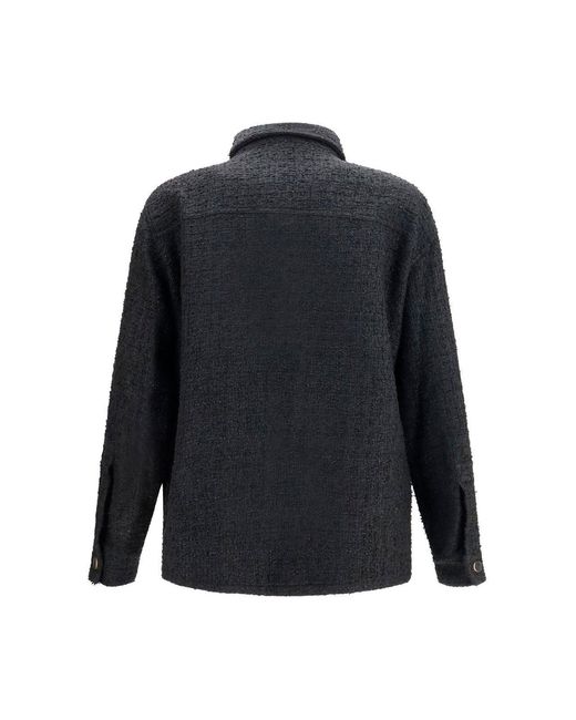 Balmain Blue Tweed Overshirt for men