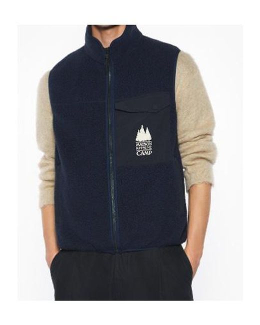 Maison Kitsuné Blue Maison Kitsuné Casual Fleece Sleeveless Vest for men