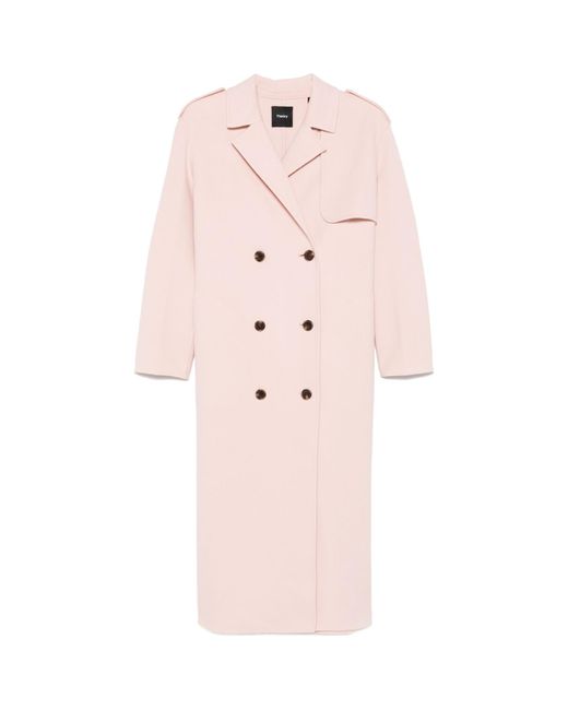 Theory Pink Double-Breasted Coat