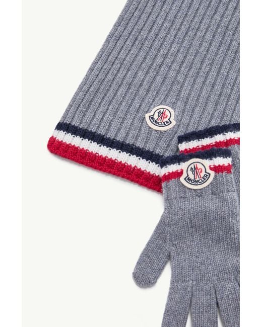 Moncler Blue Scarf And Gloves Set