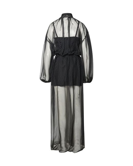 Dolce & Gabbana Black Polka-Dot Print Maxi Dress
