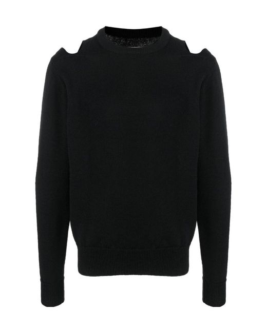Jil Sander Black Cut-Out Detailed Crewneck Jumper for men