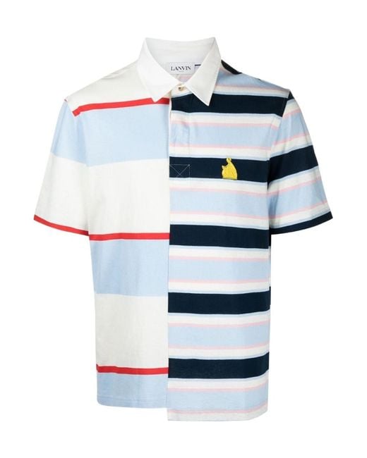 Lanvin Blue Logo Short-Sleeved Polo Shirt for men