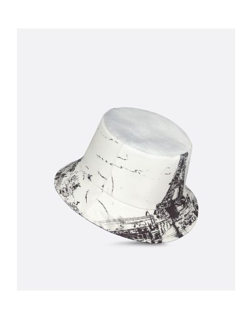 Dior White Teddy-D Paris Small Brim Bucket Hat