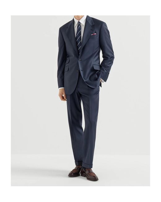 Brunello Cucinelli Blue Long-Sleeved Suit Jacket for men