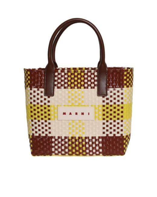 Marni Metallic Check Small Tote Bag