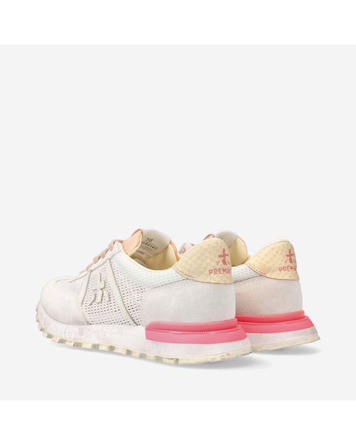 Premiata White Logo Sports Shoes