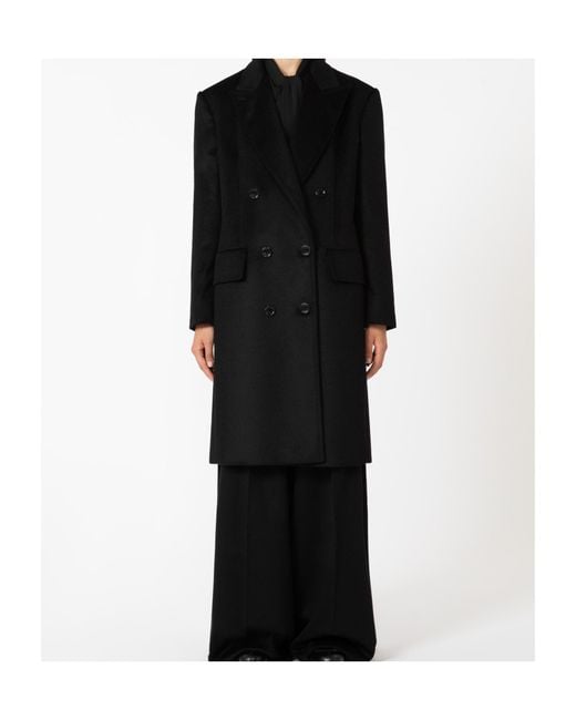 Max Mara Black Cosa Double-Breasted Coat
