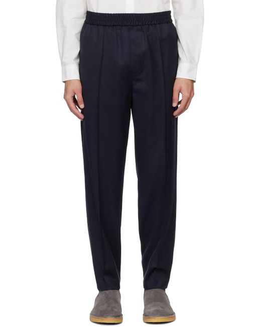 A.P.C. Blue Elastic Waist Straight-Leg Pants for men