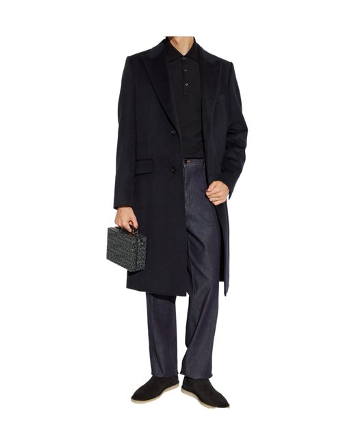 Dolce & Gabbana Blue Single-Breasted Coat for men