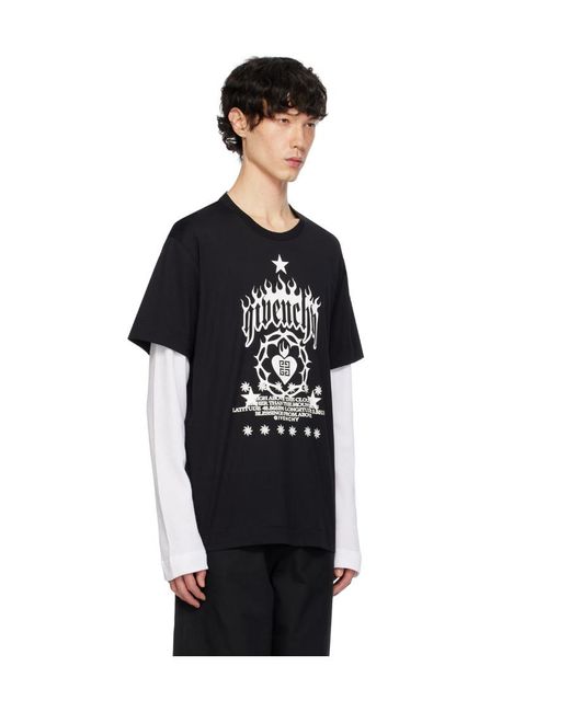Givenchy Black Logo Printed Layered T-Shirt for men