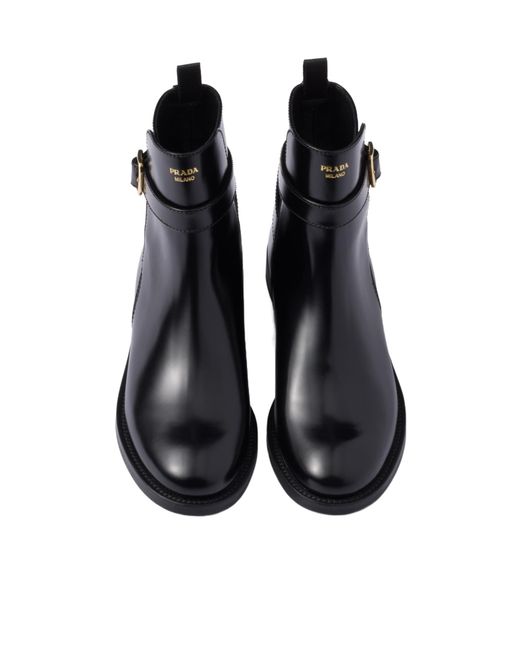 Prada Black Logo-Print Boots