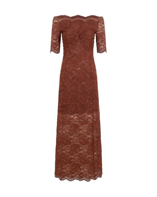 Rabanne Brown Rabanne Lace Off-Shoulder Dress
