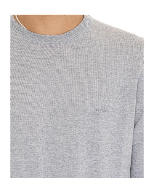 Boss Blue Crew Neck Long-Sleeved Sweatshirt for men
