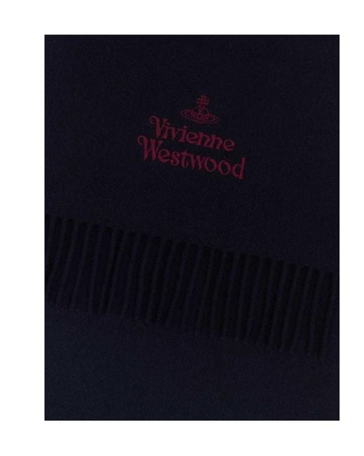Vivienne Westwood Blue Embroidered Logo Scarf