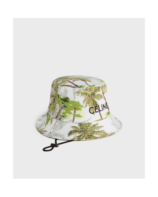 Celine Bucket Hat With Drawstring in White for Men | Lyst