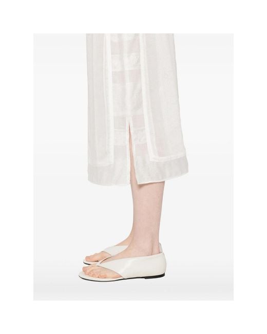 Low Classic White Layered Midi Skirt