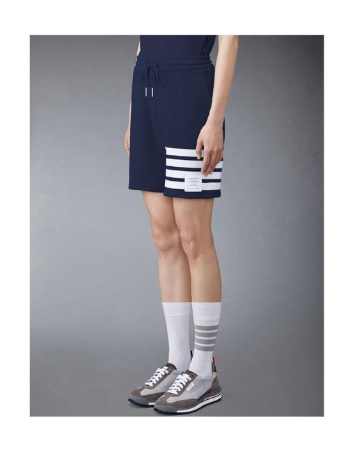 Thom Browne Blue 4-Bar Drawstring Track Shorts