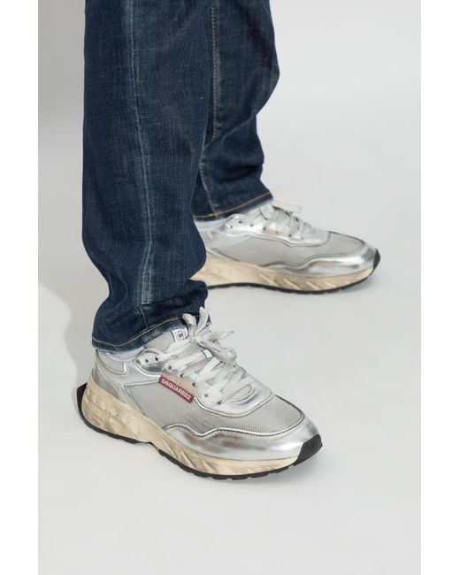 DSquared² White Distressed Low-Top Sneakers