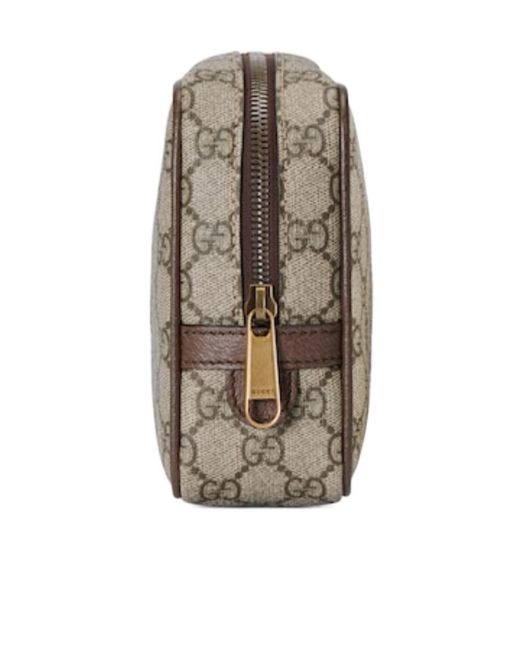 Gucci Gray Web Striped Toiletry Case
