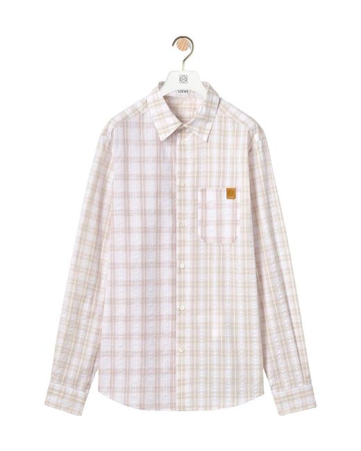 Loewe White Patchwork Check Shirt for men