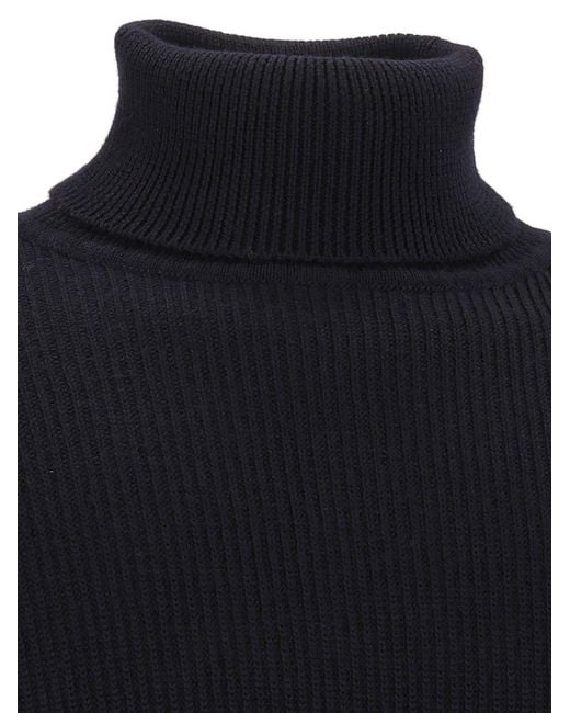 Barena Blue Ribbed-Knit Roll-Neck Turtleneck for men