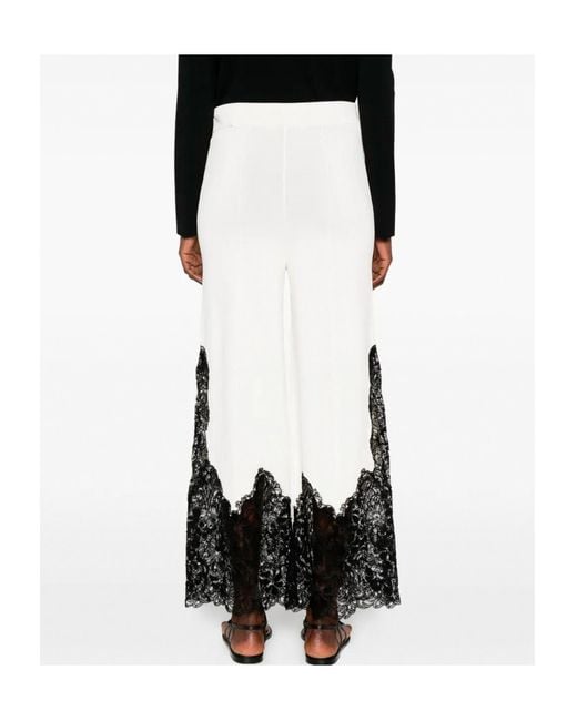 Ermanno Scervino White Lace-Detail Trousers