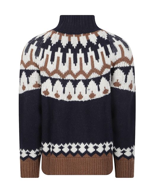 ERMANNO FIRENZE Blue High-Neck Knit Sweater