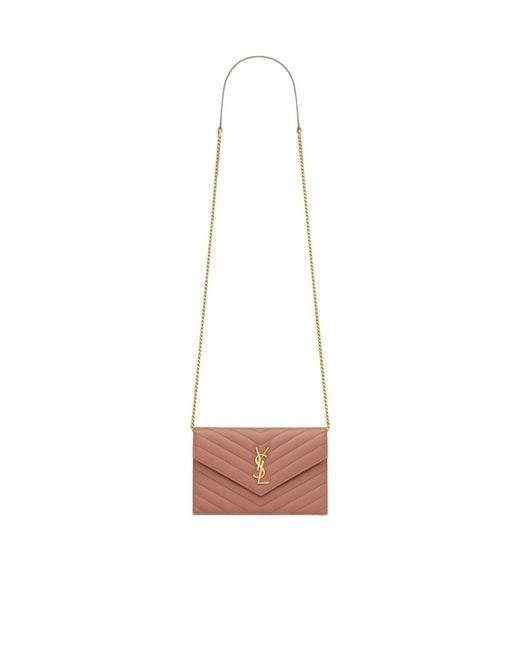 Saint Laurent White Envelope Cassandre Chain Wallet