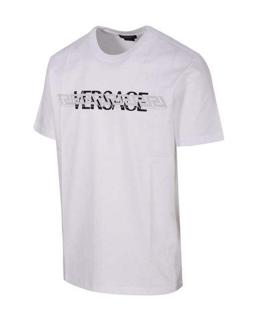 Versace White Logo Crew-Neck T-Shirt for men