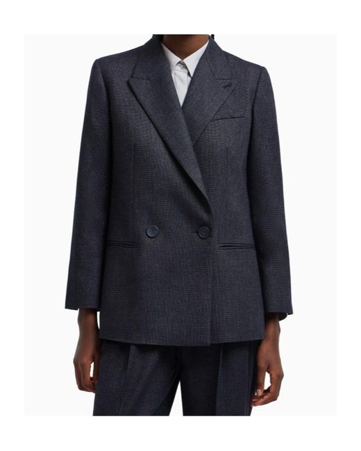 Emporio Armani Blue Double-Breasted Blazer