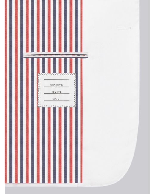 Thom Browne White Striped Single-Breasted Blazer for men