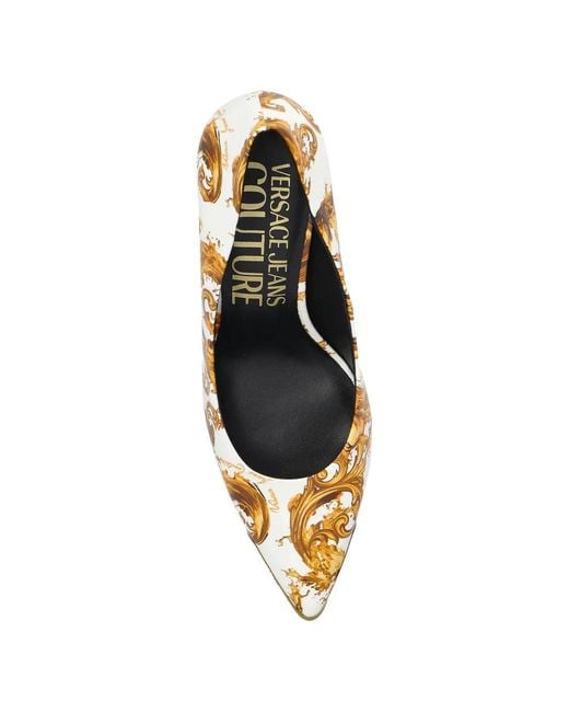Versace Jeans Metallic Couture Baroque Print Heeled Pumps