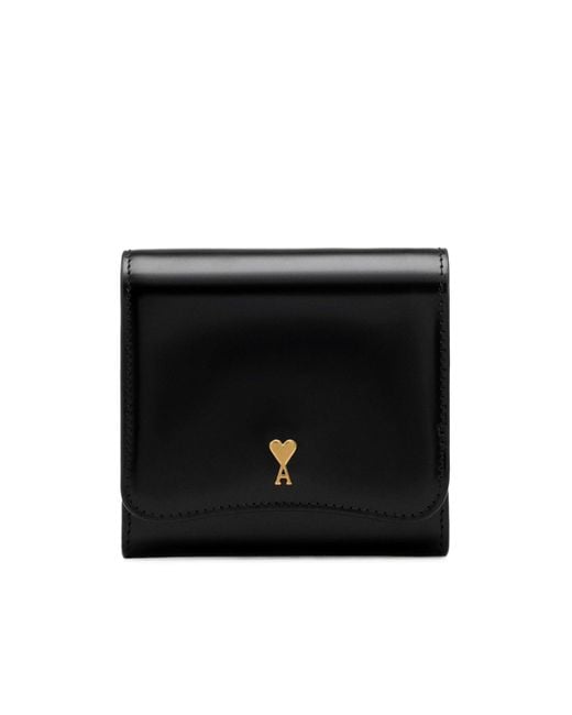 AMI Black Paris Paris Leather Wallet for men