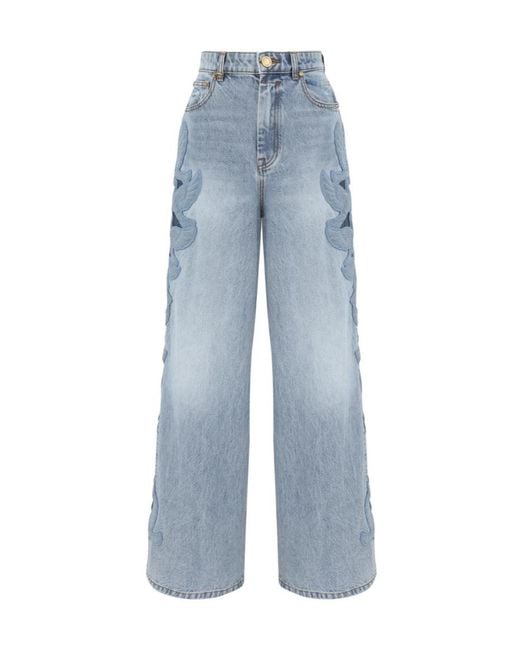 Zimmermann Blue Alchemy Embroidered Wide-Leg Jeans