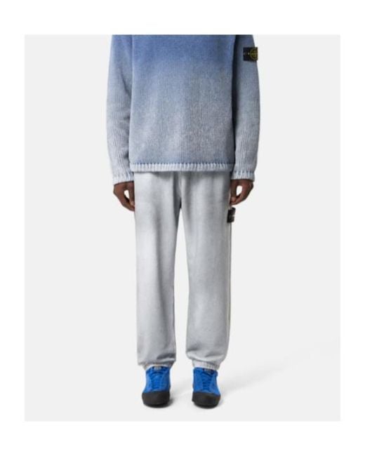 Stone Island Gray Logo Patch Sweat Pants for men