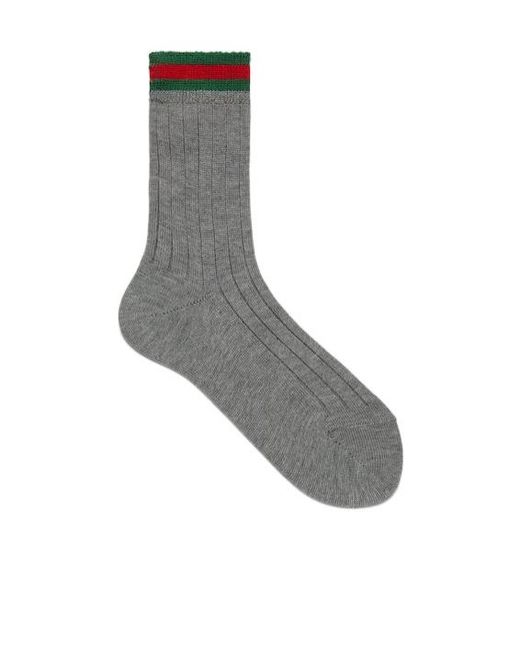 Gucci Gray Children's Web Rib Stitch Cotton Socks