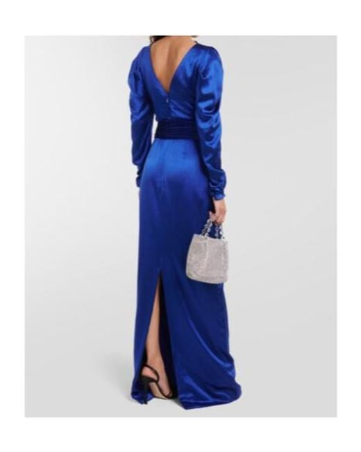 Monique Lhuillier Blue Silk Satin Gown