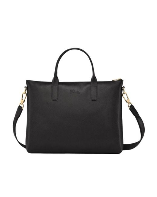 Longchamp Black Le Foulonna Leather Briefcase for men