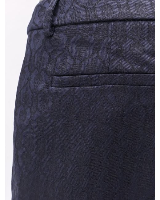 Etro Blue Pleated Flared Trousers