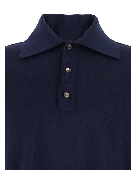 Bottega Veneta Blue Polo Shirt With Classic Collar And Front Button Closure for men